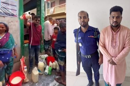 মাদারীপুরে মিথ্যা অপবাদ দিয়ে জনসম্মুখে খামারির মাথায় দুধ ঢেলে নির্যাতন, কনটেন্ট ক্রিয়েটর এনামুল গ্রেফতার