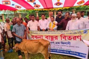 কোটালীপাড়ায় নিবন্ধিত জেলেদের মাঝে বকনা বাছুর বিতরণ