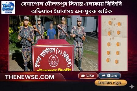 বেনাপোল দৌলতপুর সিমান্ত এলাকায় বিজিবি অভিযানে ইয়াবাসহ এক যুবক আটক