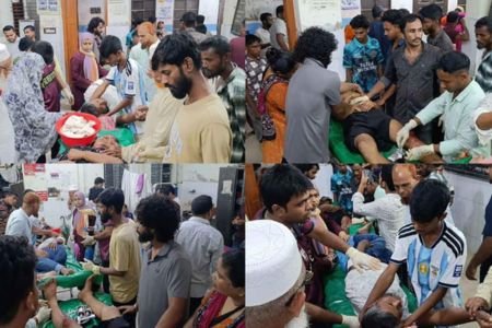 নড়াইলে যাত্রীবাহী বাস উল্টে নারী-পুরুষ, শিশুসহ আহত ২০