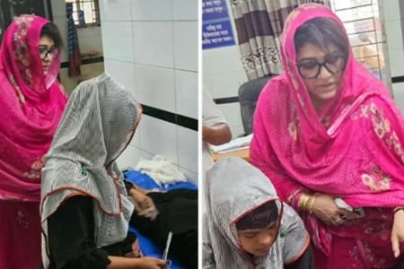 সড়ক দুর্ঘটনায় আহতদের নিজ গাড়িতে তুলে হাসপাতালে এমপি সাবিরা