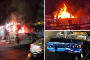 ঢাকায় একের পর এক বাসে আগুন ও ককটেল বিস্ফোরণ